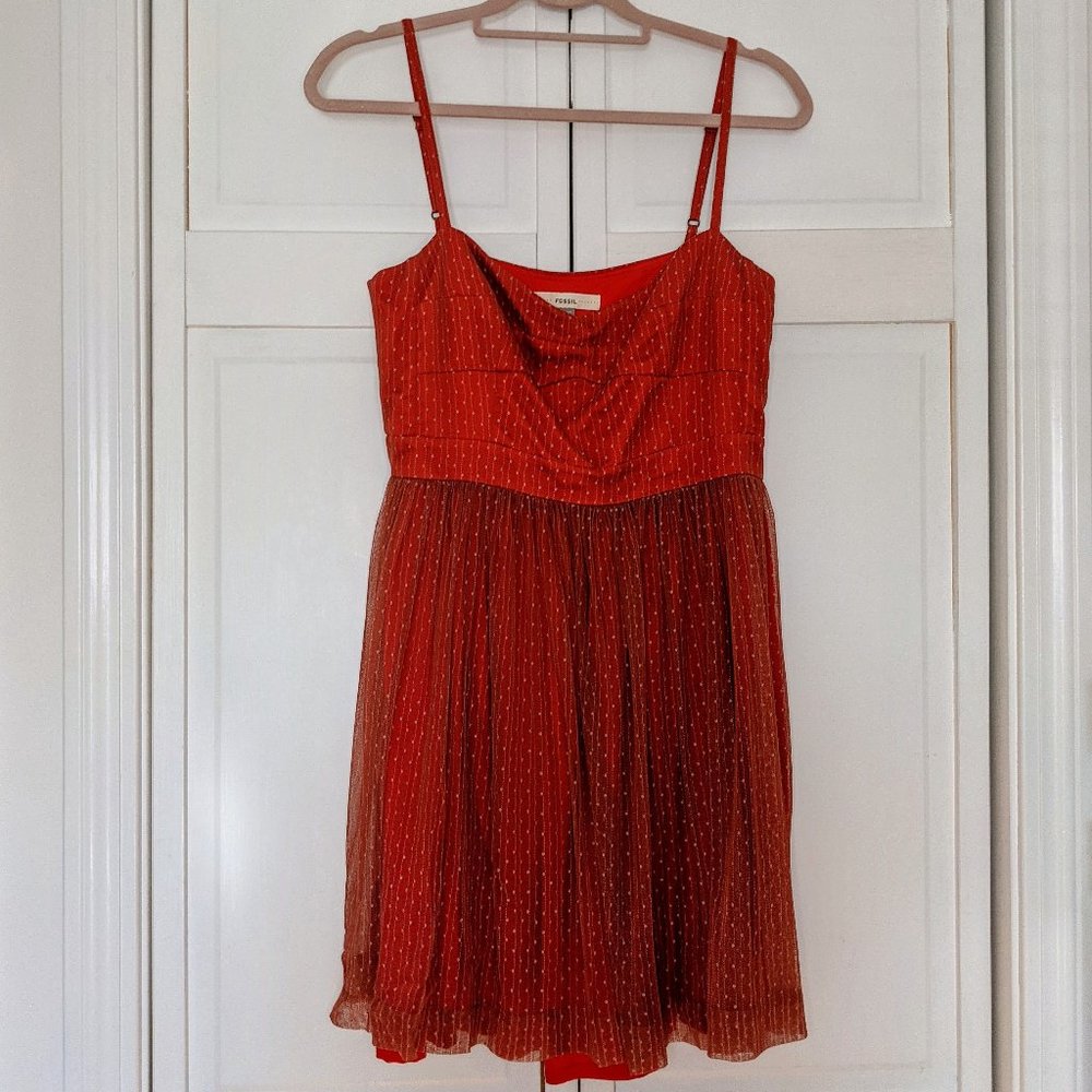 Fossil Red Spaghetti Strap Cocktail Dress